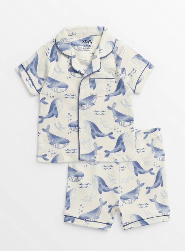 Whale Print Traditional Short Sleeve Pyjamas Up to 3 mths